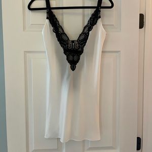 Victoria’s Secret white satin with black lace trim slip